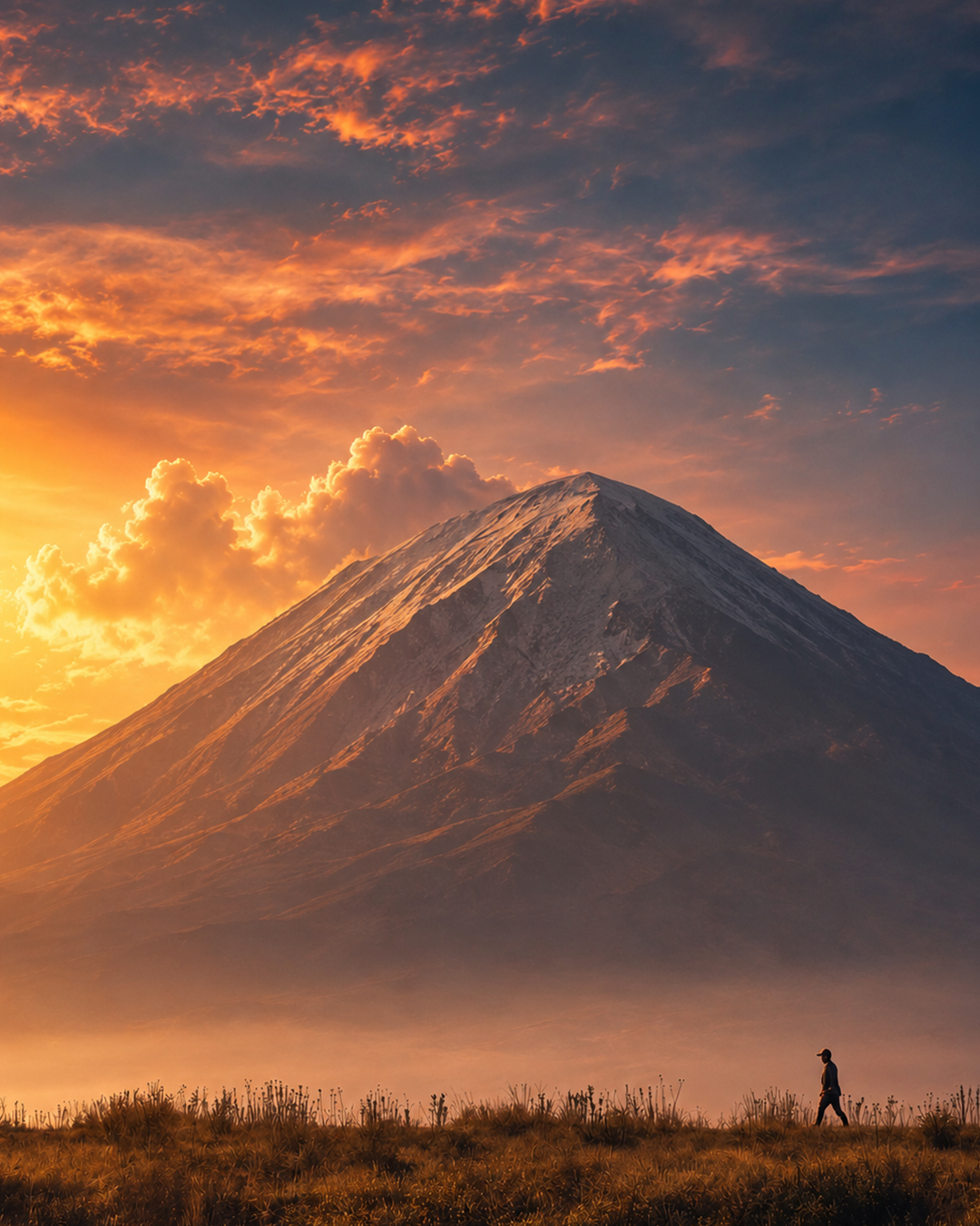 Senderismo en las faldas del volcán Popocatépetl al atardecer