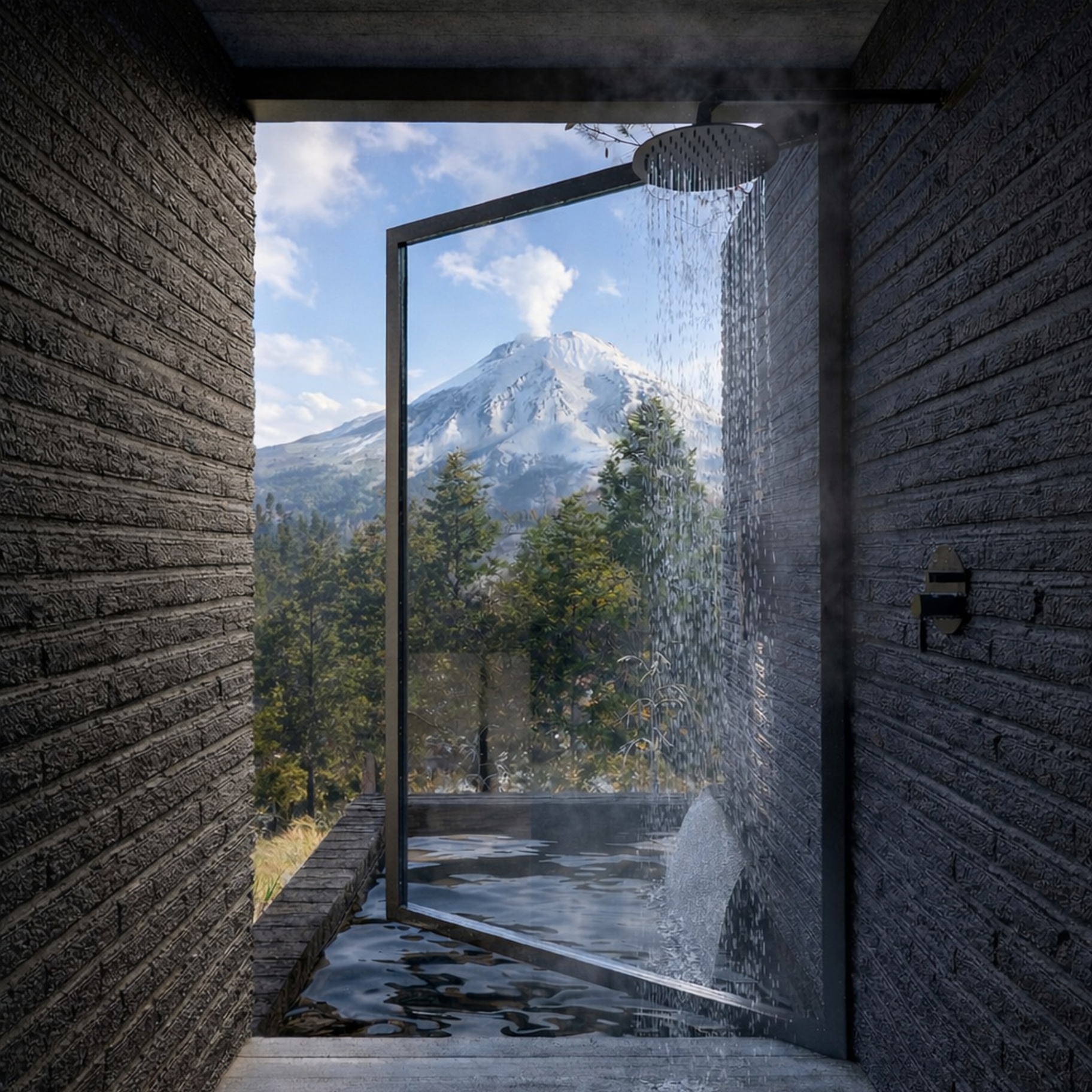 Jacuzzi privado en terraza con vista al Popocatépetl